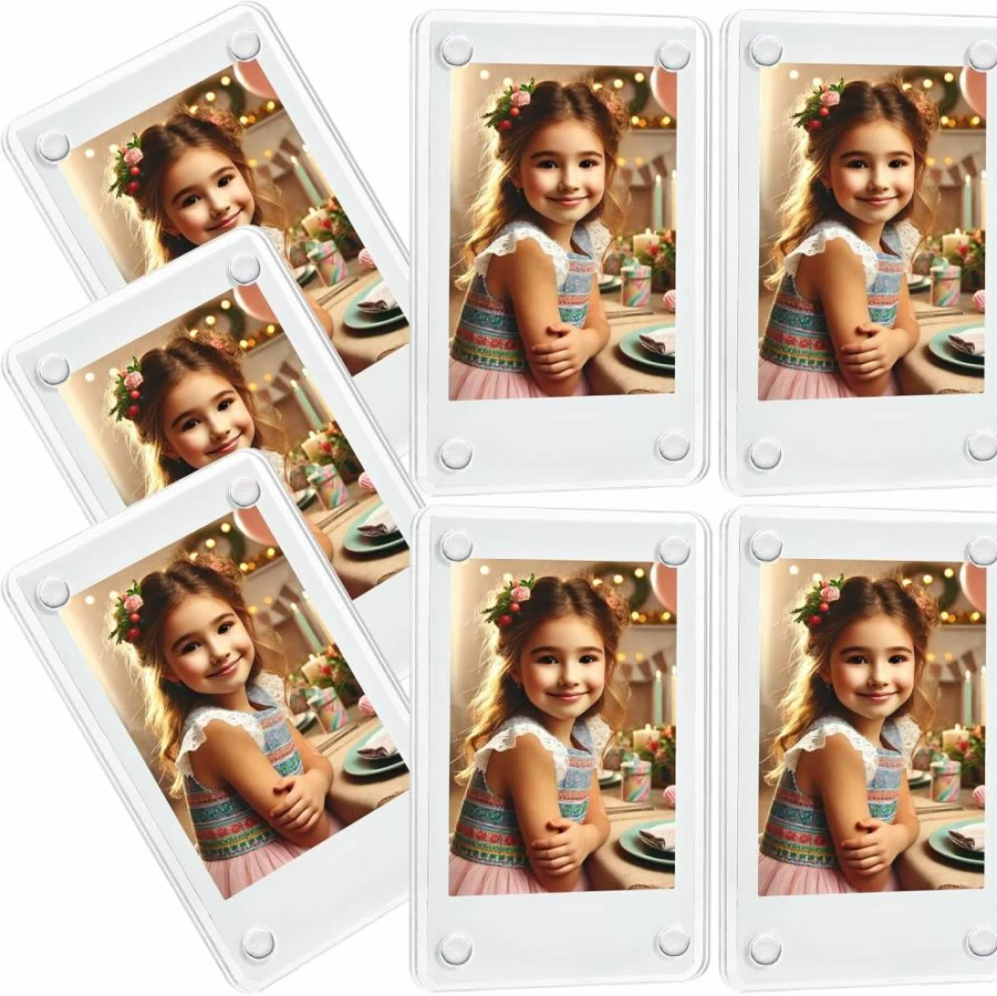 Lengnoyp 15-Pack Acrylic Magnetic Photo Frames for Refrigerator - 2.36x3.54 Inch Clear Polaroid Style Fridge Magnets for Instax Mini Pictures