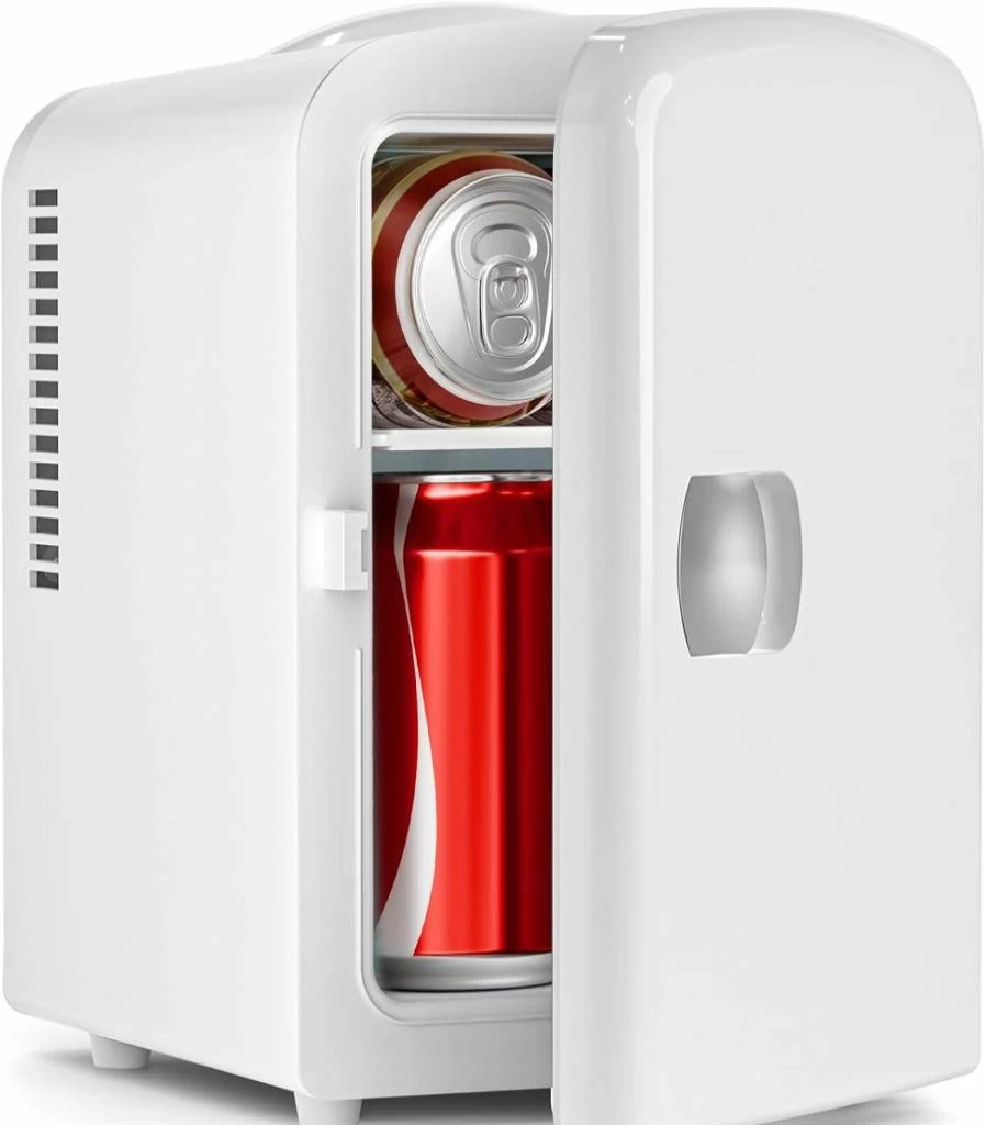 Electactic 4L Portable Mini Fridge - Compact Skincare & Beverage Cooler for Bedroom, Office, Dorm, Car - Black Cosmetic & Food Cooler (6 Can Capacity)