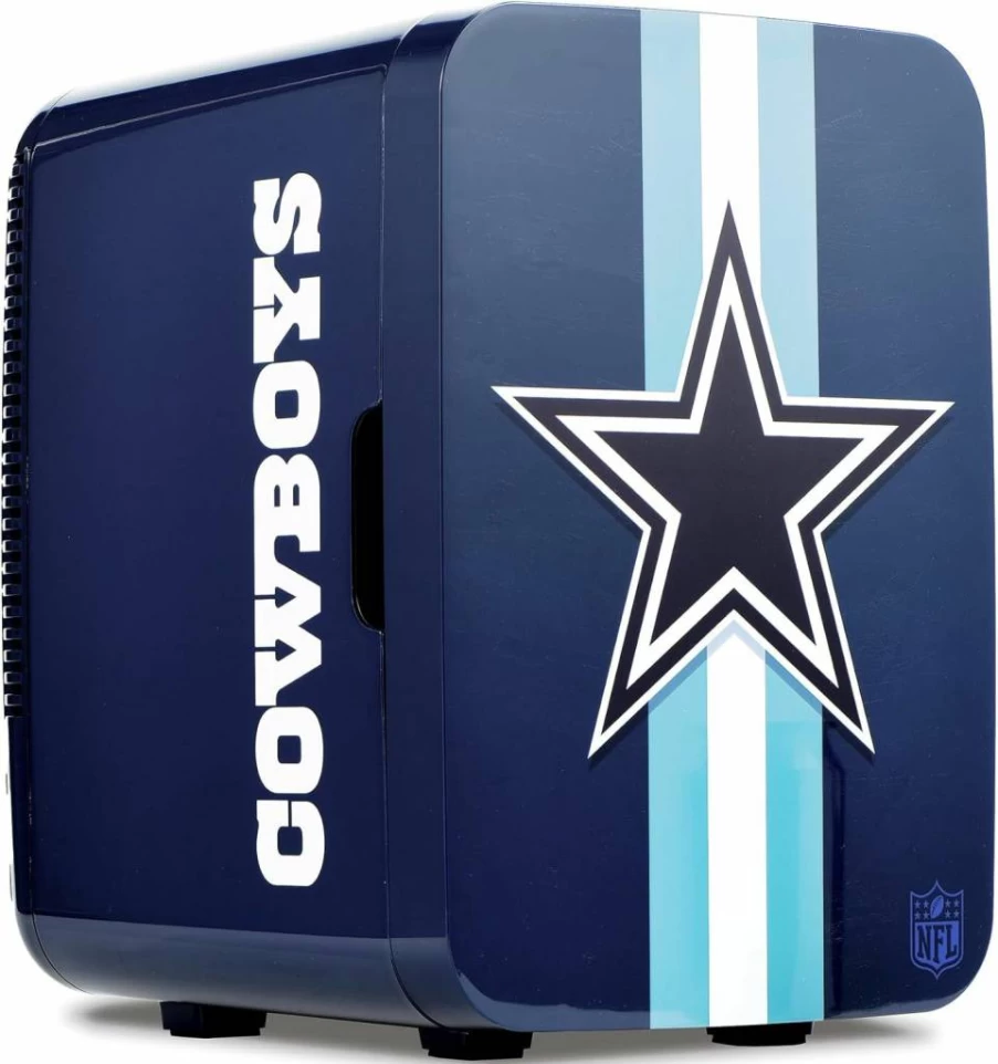 Ukonic 10L Portable Mini Fridge for Dallas Cowboys Fans - AC/DC Powered NFL Cooler with Official Logo, Ideal for Car, Office & Tailgates