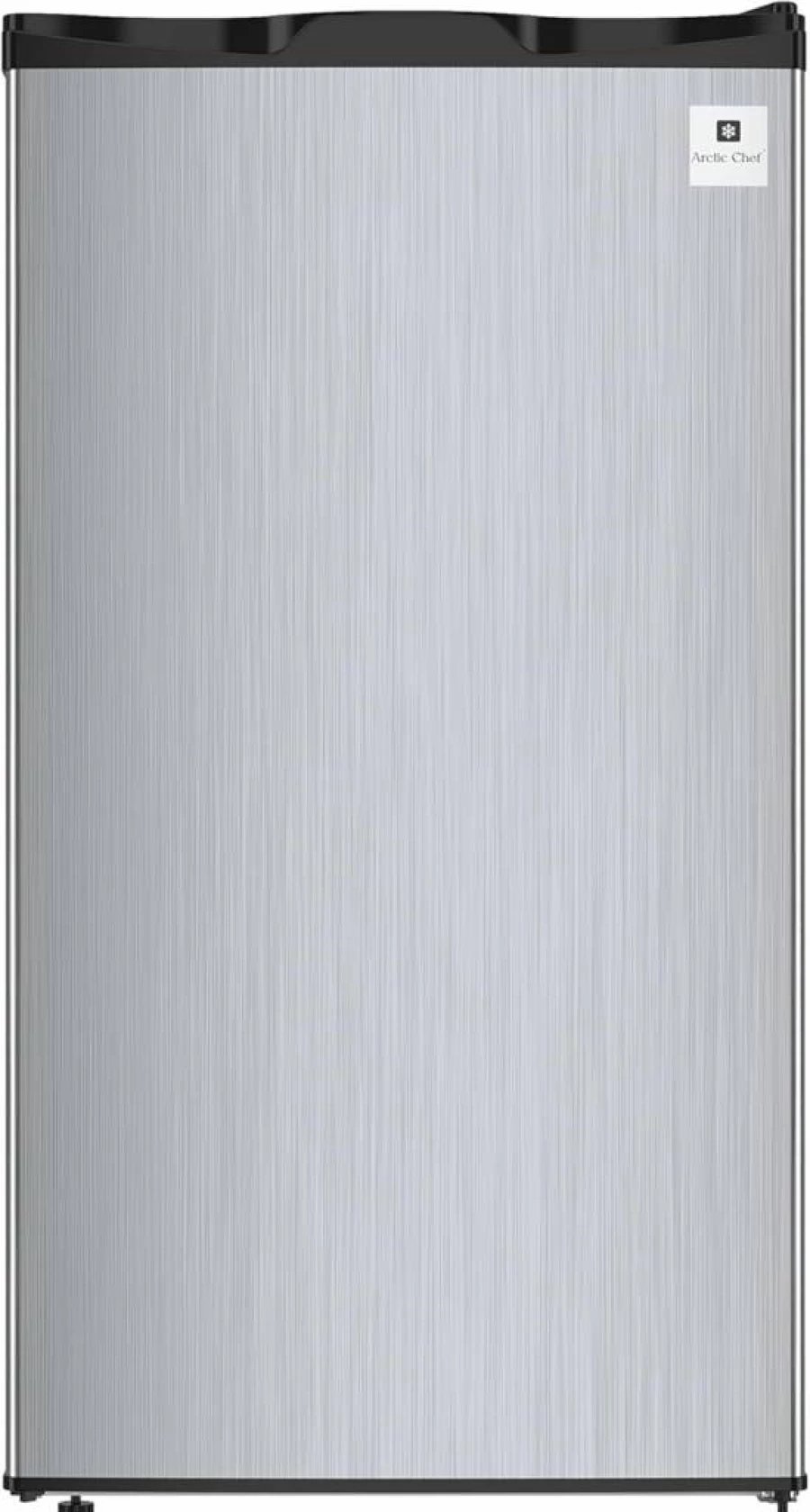 ARCTIC CHEF 3.2 Cu Ft Mini Fridge with Freezer, Reversible Door, Adjustable Thermostat, Stainless Steel Compact Refrigerator for Dorm, Office, Apartment