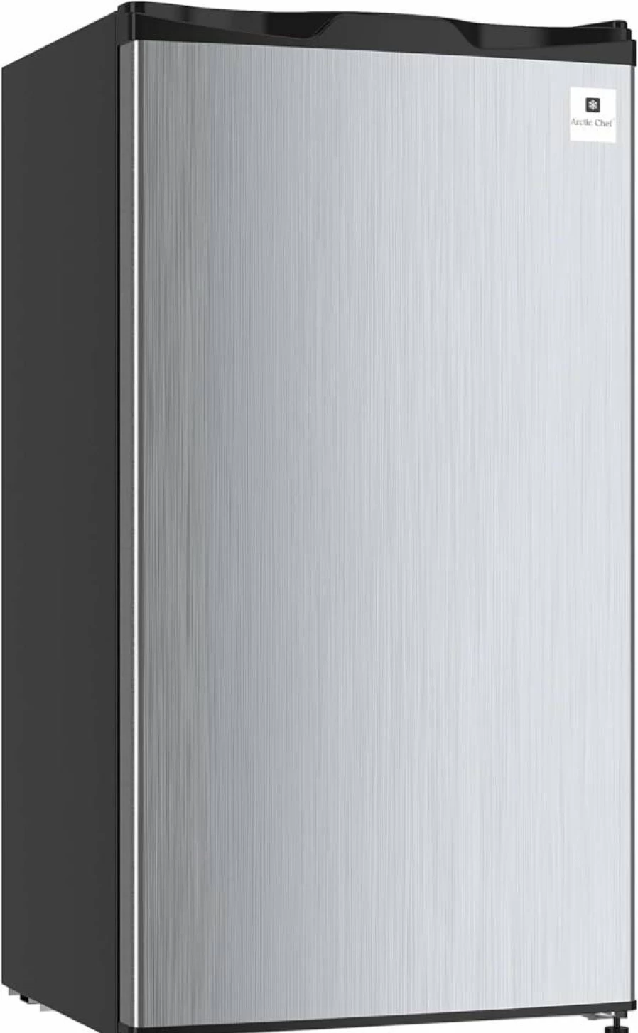ARCTIC CHEF 3.2 Cu Ft Mini Fridge with Freezer, Reversible Door, Adjustable Thermostat, Stainless Steel Compact Refrigerator for Dorm, Office, Apartment