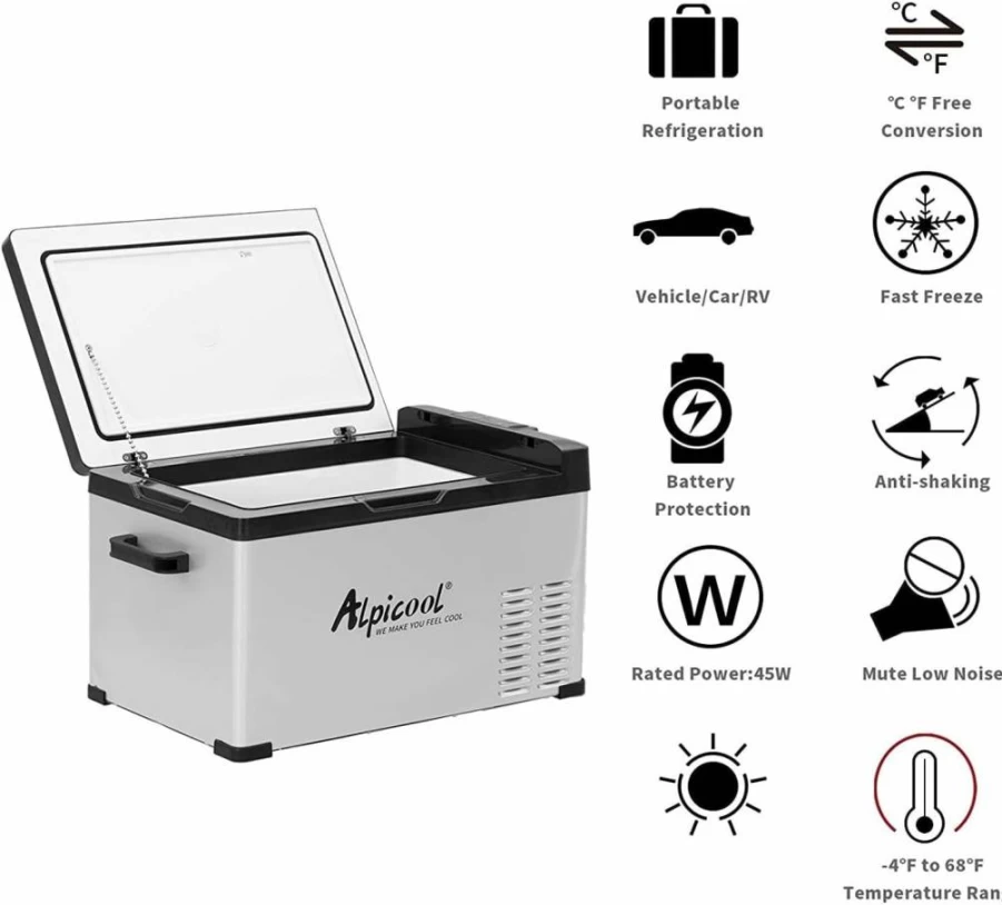 Alpicool C40 40L Portable Car Freezer 12V/24V DC & 100-240V AC, 42 Quart Fast Cooling RV Truck Fridge for Camping, Travel, Outdoor Adventures
