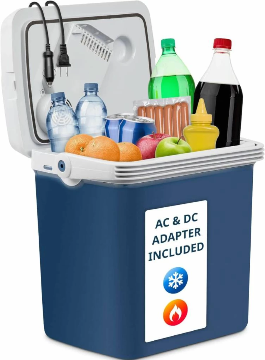 Ivation 27 Quart Portable Electric Cooler and Warmer for Car, Truck, Camping & Travel - 12V/110V Dual Power Thermoelectric Fridge with Handle