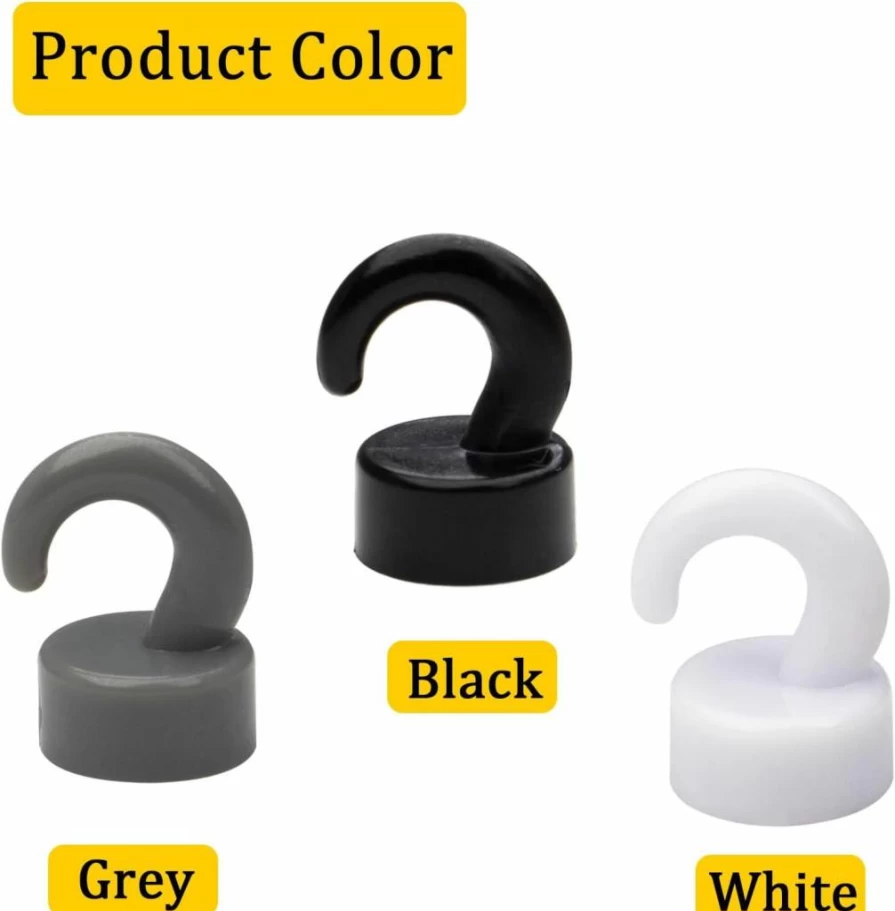 NogmeTaa 10-Pack Small Black Magnetic Hooks for Refrigerator, Cruise Cabins, Kitchen, Office & Classroom - Strong Mini Hook Magnets (2024 New Design)