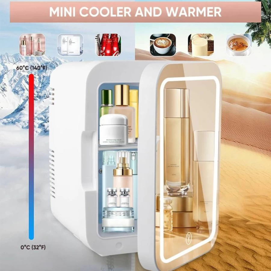 Gone Viral Products 6 Can Mini Skincare Fridge - Portable Cosmetic Cooler for Makeup, Food, Drinks in Bedroom, Office, Car (2024 Upgraded)