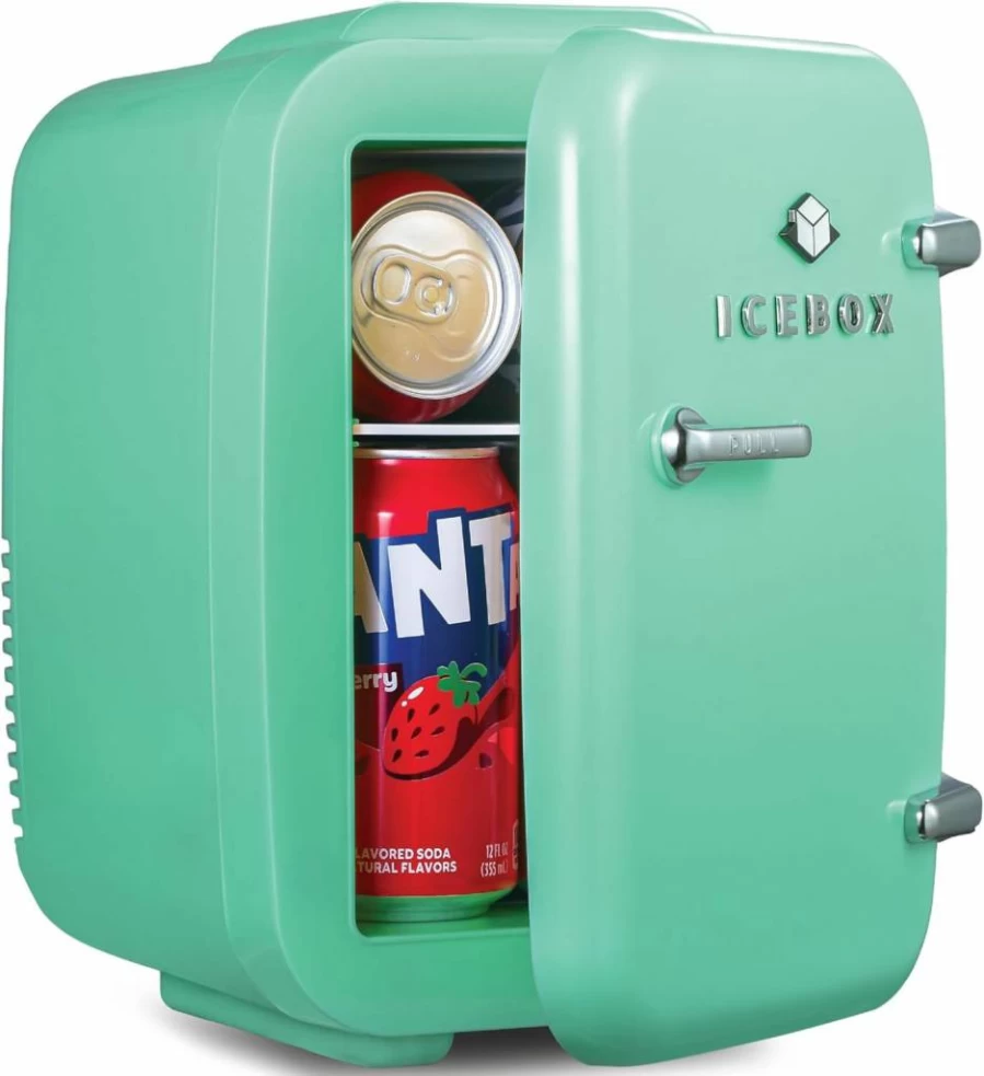 ICEBOX 4-Liter Portable Mini Fridge - Compact Cooler & Warmer for 6 Cans, Skincare, Beverages, Food - Sun Yellow