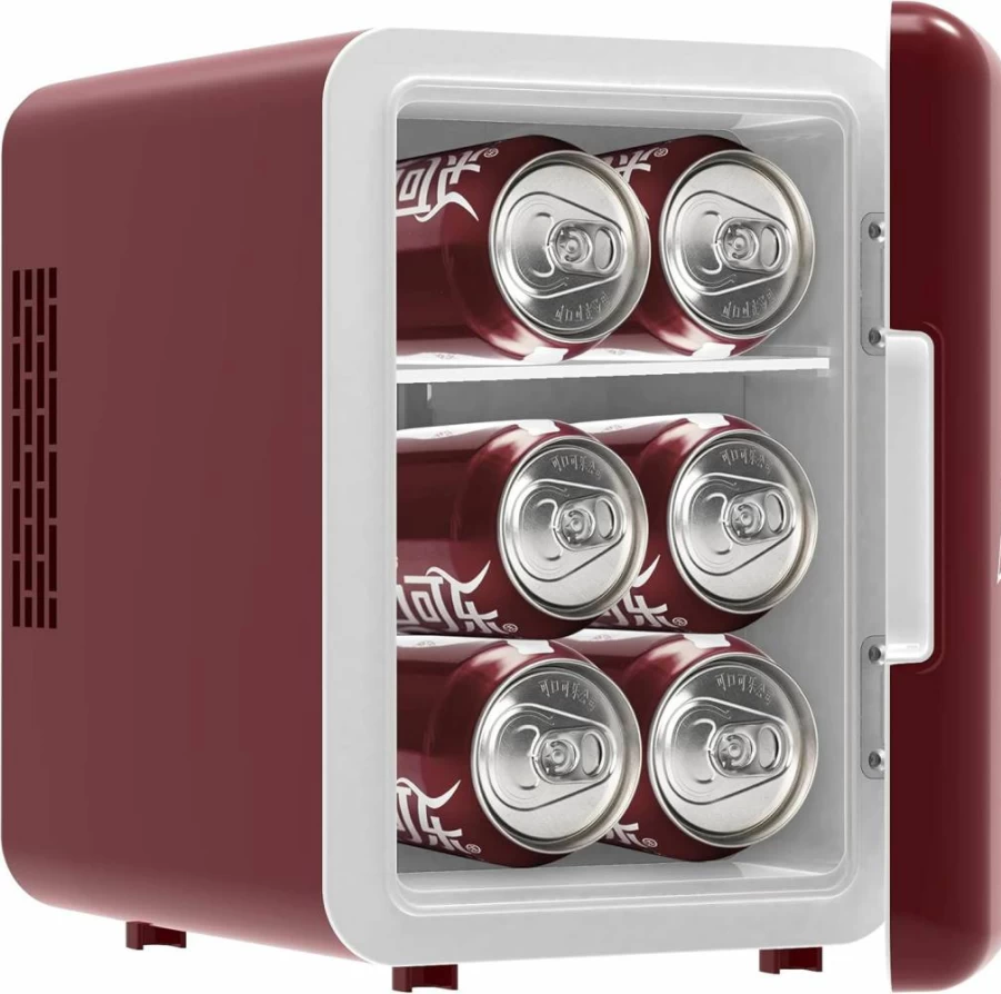 Curtis Mini Portable Personal Fridge - 4L Compact Cooler for Drinks, Skincare & Makeup, Holds 6 Cans, Freon-Free Eco Design, Maroon