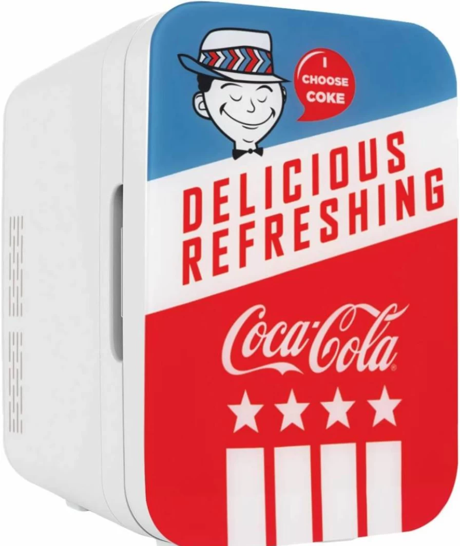 Cooluli Vintage Coca-Cola Mini Fridge - 10L Portable Cooler & Warmer for Drinks, Food, Skincare - AC/DC 12V Small Refrigerator for Bedroom, Office, Car, Dorm - Retro Coke Design