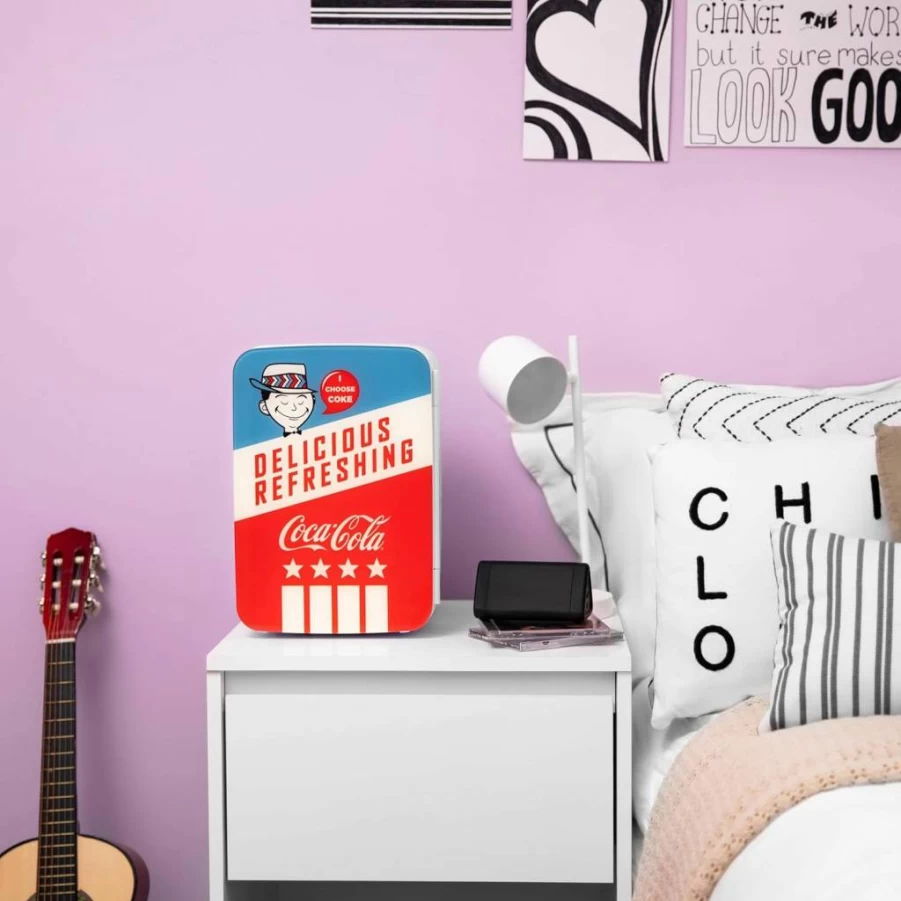 Cooluli Vintage Coca-Cola Mini Fridge - 10L Portable Cooler & Warmer for Drinks, Food, Skincare - AC/DC 12V Small Refrigerator for Bedroom, Office, Car, Dorm - Retro Coke Design