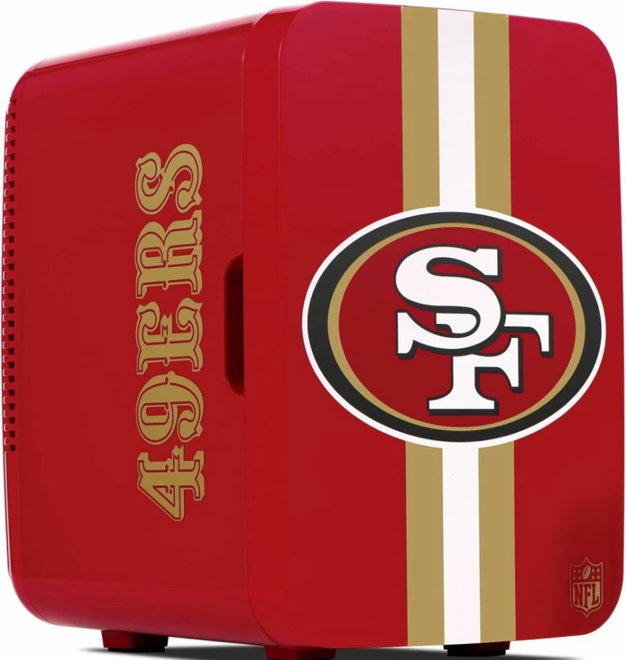 Ukonic NFL San Francisco 49ers 10L Portable Mini Fridge - AC/DC Powered Cooler with Official Team Logo for Home, Office, Car & Tailgates