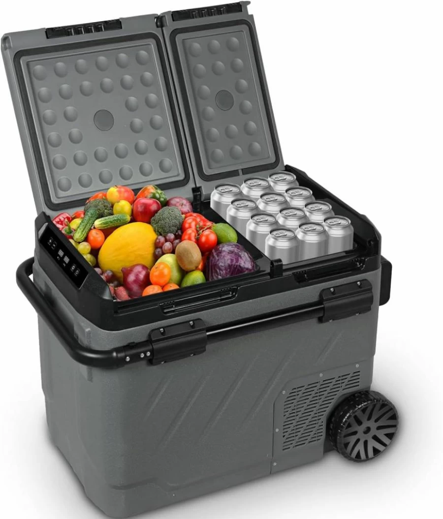 YELLOW JACKET 16 Quart Portable Car Refrigerator - 12V/24V DC & 110-240V AC Electric Cooler for Camping, Travel, Truck, RV, Home, Office (-4°F to 68°F)