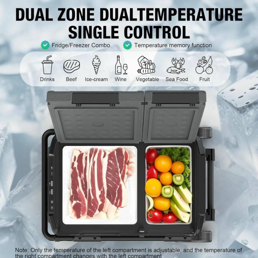 YELLOW JACKET 16 Quart Portable Car Refrigerator - 12V/24V DC & 110-240V AC Electric Cooler for Camping, Travel, Truck, RV, Home, Office (-4°F to 68°F)