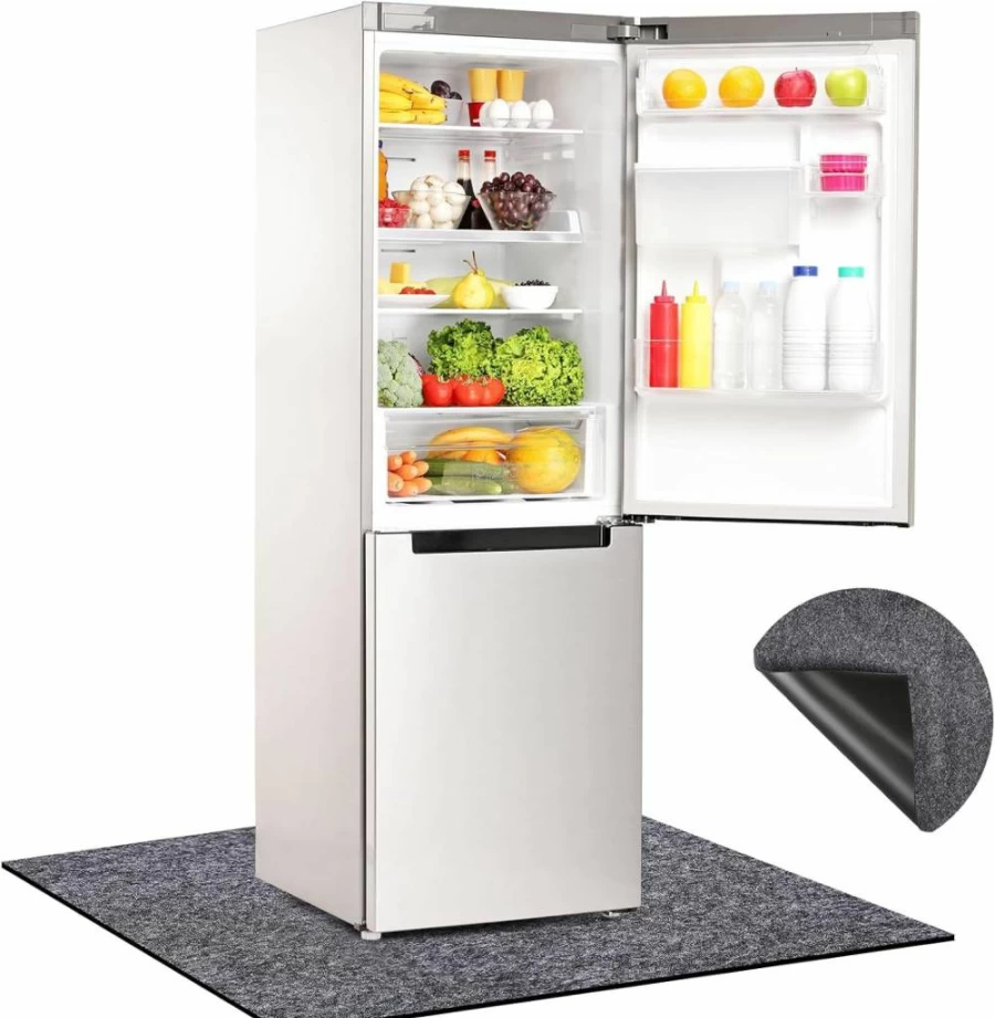 Tinideya 24x24 Inch Non-Slip Waterproof Mini Fridge Floor Mat - Washable Under Refrigerator Protector for Home Appliances