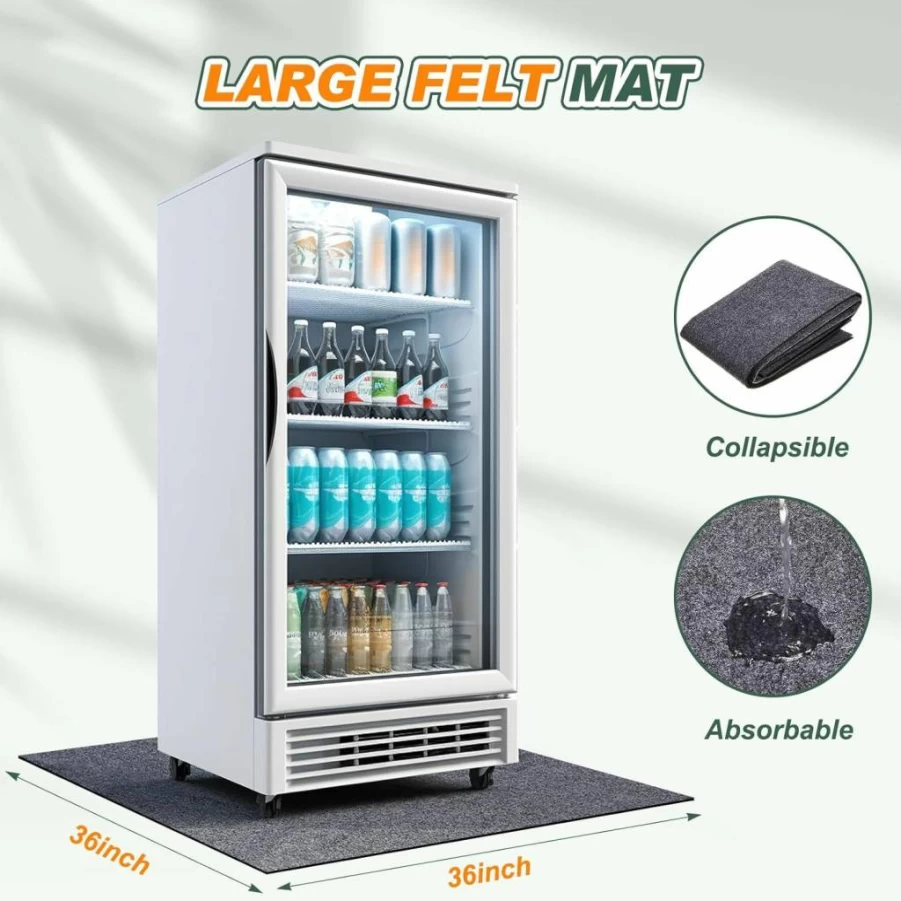 Tinideya 24x24 Inch Non-Slip Waterproof Mini Fridge Floor Mat - Washable Under Refrigerator Protector for Home Appliances