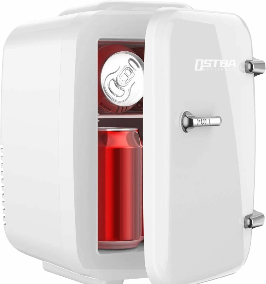 Tiastar 4L Portable Thermoelectric Cooler and Warmer for Drinks - Dual Power 110V AC/12V DC, Compact Mini Fridge for Car and Home, White