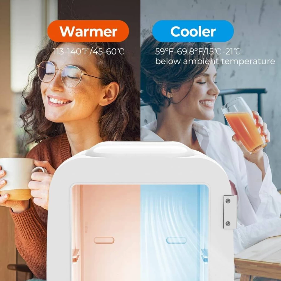 Tiastar 4L Portable Thermoelectric Cooler and Warmer for Drinks - Dual Power 110V AC/12V DC, Compact Mini Fridge for Car and Home, White