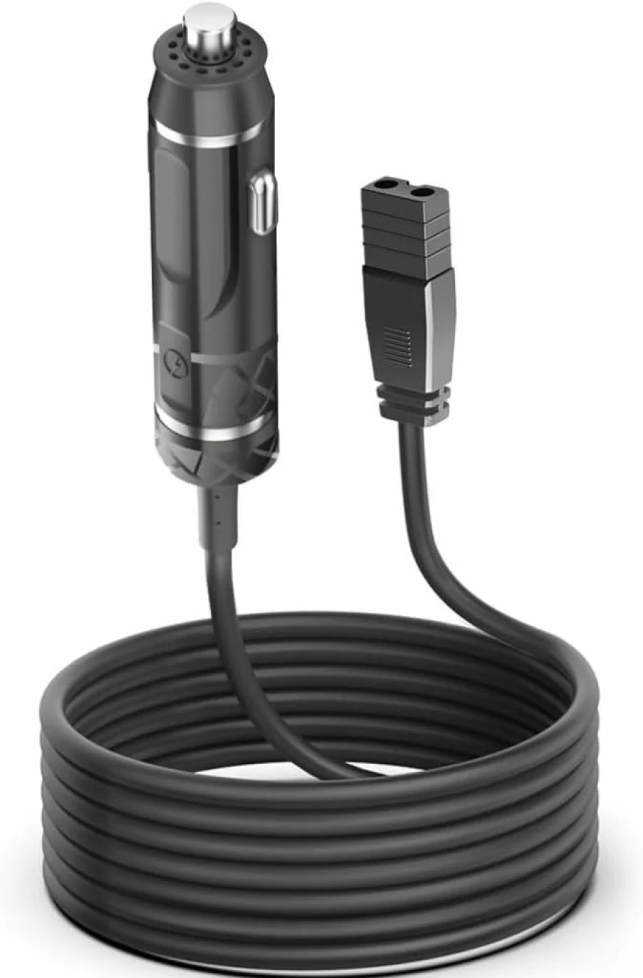CASIMY 12V/24V Car Cooler Box Power Cable - 2 Pin DC Charger for Igloo, Wagan, Mobicool Coolers - Cigarette Lighter Extension Cord for Travel & Auto Use