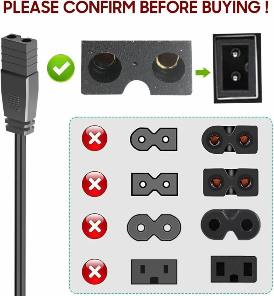 CASIMY 12V/24V Car Cooler Box Power Cable - 2 Pin DC Charger for Igloo, Wagan, Mobicool Coolers - Cigarette Lighter Extension Cord for Travel & Auto Use