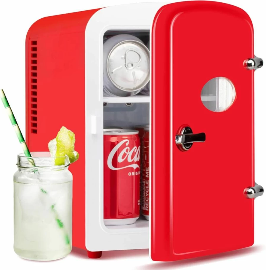 HealSmart Mini Fridge 6L Compact Refrigerator and Warmer for Skincare Beverages - Freon-Free Portable Cooler and Heater with Observation Window for Bedroom Office Dorm Car - White