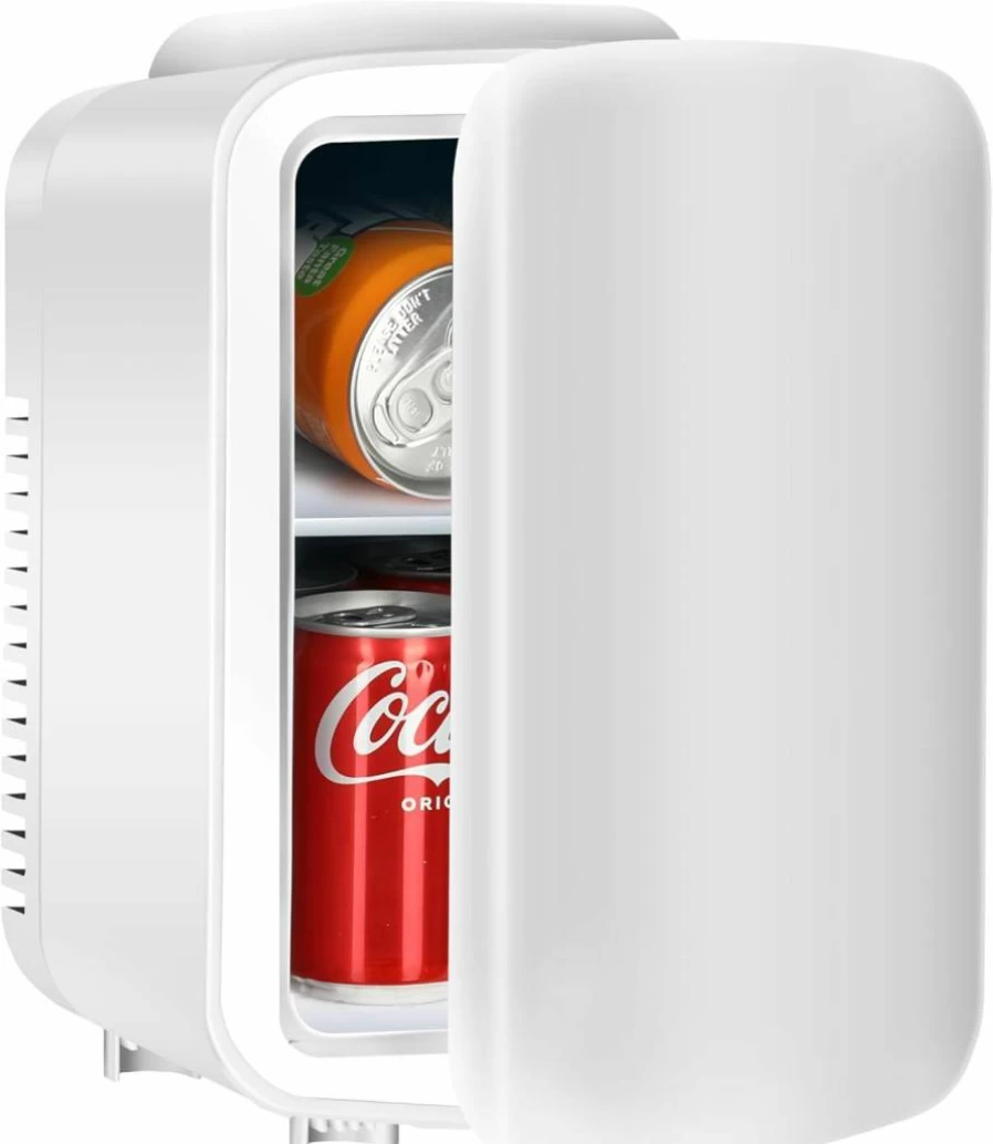 YSSOA 4L Portable Mini Fridge - Eco-Friendly Cooler and Warmer for Skincare, Drinks, Food, Freon-Free, Compact Design, White