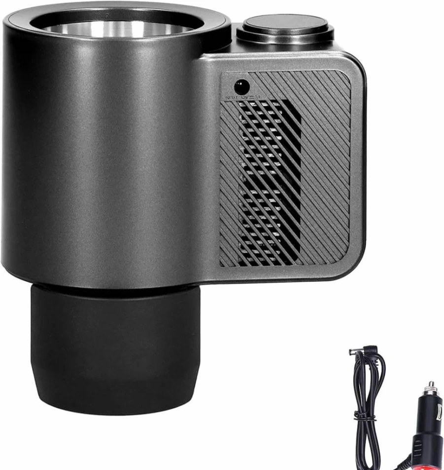 Kuuleyn 10QT Portable Car Fridge - 12V Mini Freezer for Travel, Fast Cooling 0°C to 60°C, Cup Holder Cooler with Cigarette Lighter Plug, Compact Auto Refrigerator for Outdoor Adventures