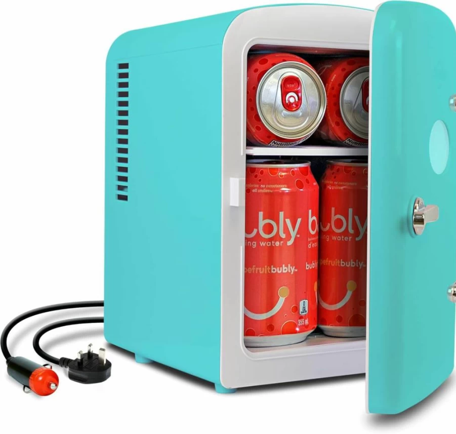 Koolatron 6 Can Mini Fridge - Portable Cooler for Drinks, Skincare & Breast Milk, 12V/110V Power for Car, Office, Dorm, Outdoor & Patio Use