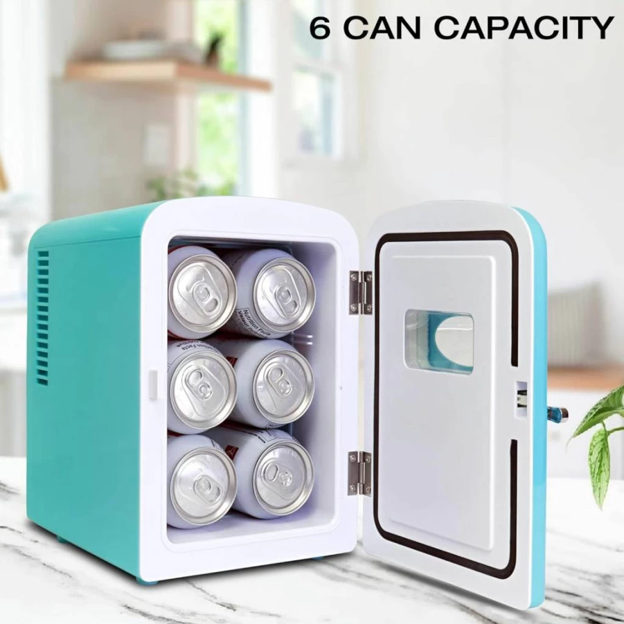 Koolatron 6 Can Mini Fridge - Portable Cooler for Drinks, Skincare & Breast Milk, 12V/110V Power for Car, Office, Dorm, Outdoor & Patio Use