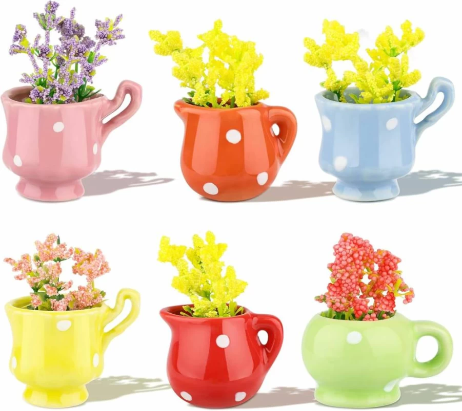 6Pcs Mini Ceramic Vase Magnets by Windspeed - Bulk Cute Tiny Refrigerator Magnets for Kitchen, Living Room, Bedroom & School Blackboard Decor