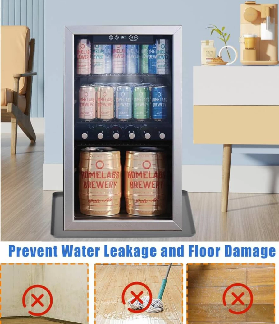 NAXVIO 24x24 Inch Silicone Appliance Drip Tray Mat - Leak Proof Fridge, Washer, Dryer, AC & Wine Cooler Protector for Hardwood & Carpet Floors