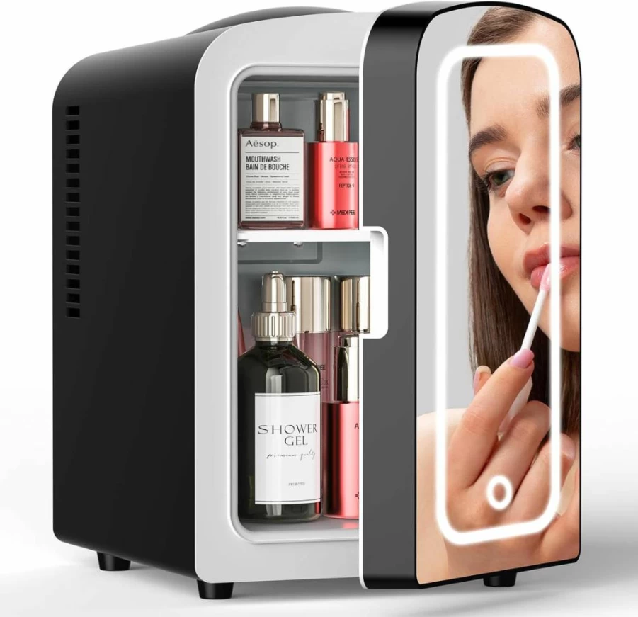 Electactic 15 Can Mini Fridge - Portable Compact Refrigerator for Food, Drinks & Skincare, 10L AC/DC Cooler for Bedroom, Dorm, Office & Car, White