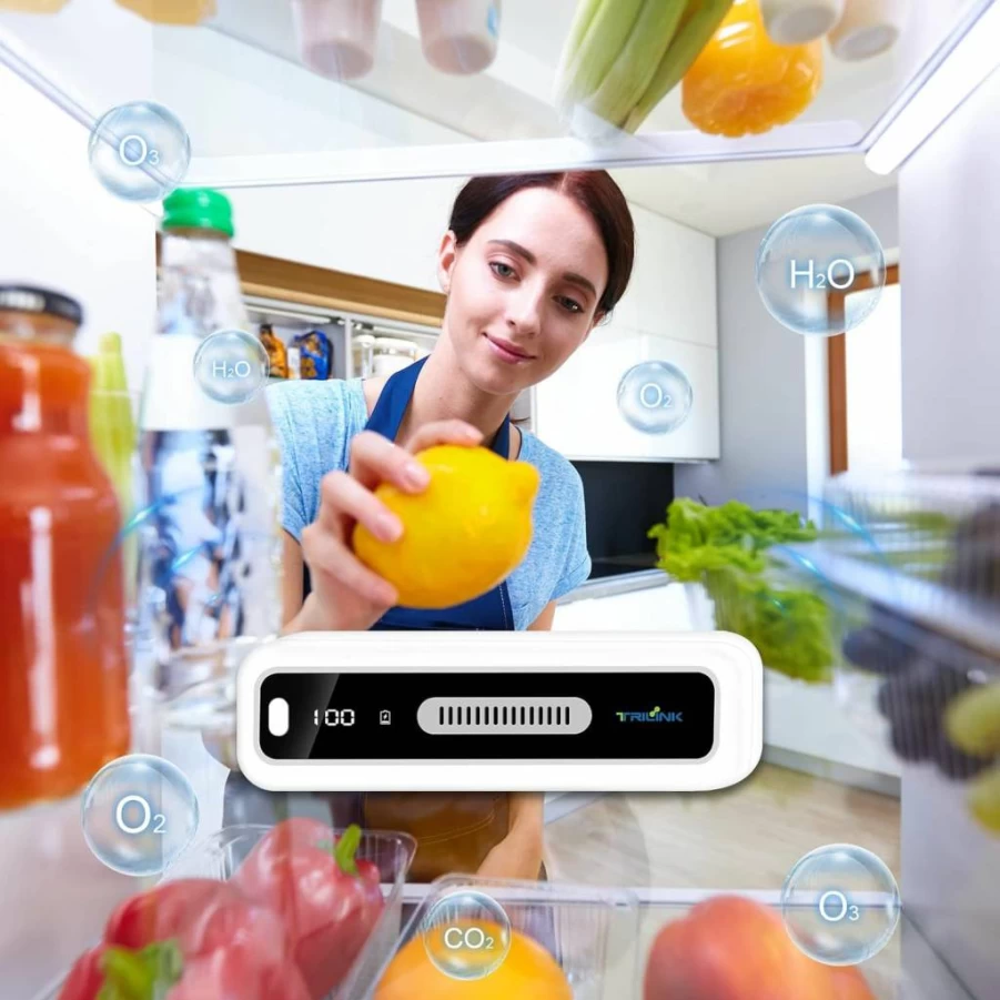 TRILINK Mini USB Fridge Deodorizer - Portable Rechargeable Odor Eliminator for Refrigerator, Car, Closet, Wardrobe - Long Lasting Freshness, No More Baking Soda or Charcoal Bags Needed