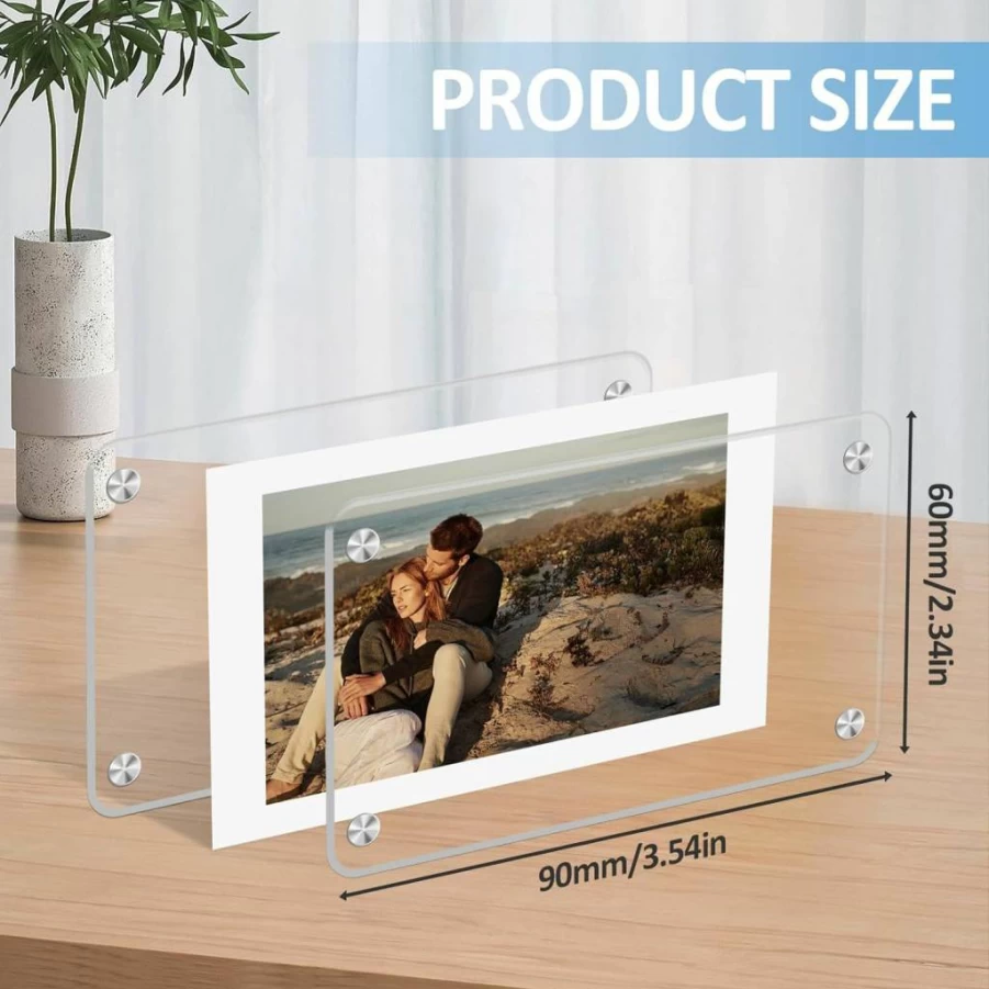 AWLGAK 15 Pack Magnetic Photo Frames for Fridge - 2.36x3.54 Inch Clear Acrylic Polaroid Picture Frames, Double Sided Refrigerator Magnets for Fujifilm Instax Mini Photos