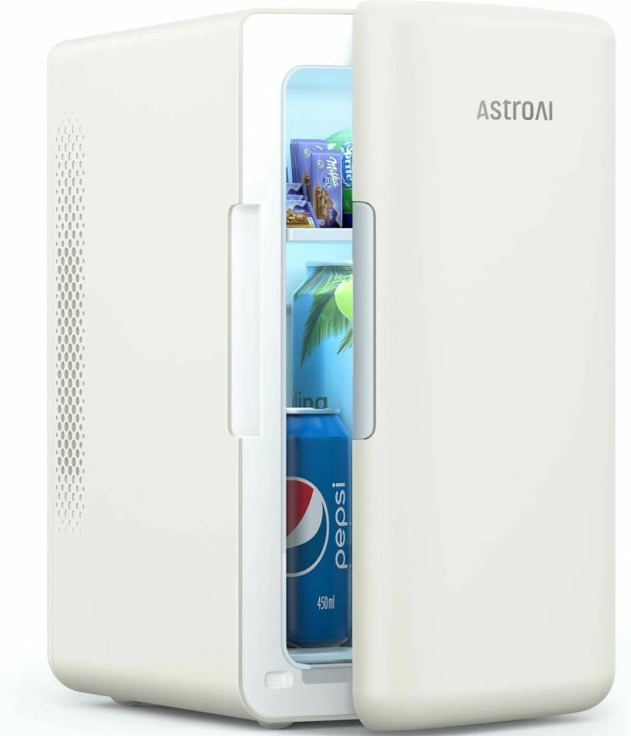 AstroAI Mini Fridge 2.0 Gen - 6L Portable Thermoelectric Cooler & Warmer for Skincare, Makeup, Beverages (8 Cans) - 110V AC/12V DC, Compact for Bedroom, Office, Travel - Dark Grey