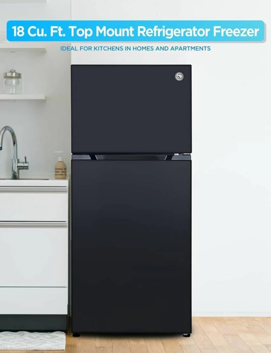 Commercial Cool 1.6 Cu. Ft. Black Mini Fridge with Freezer - Compact Single Door Refrigerator for Home or Office