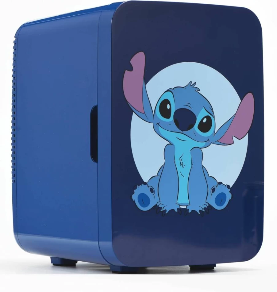 Ukonic Disney Stitch Mini Portable Fridge 10L for Bedroom, Office, Dorm - AC/DC Powered Cooler for Drinks & Snacks, Holds 15 Cans, Perfect Gift for Disney Fans
