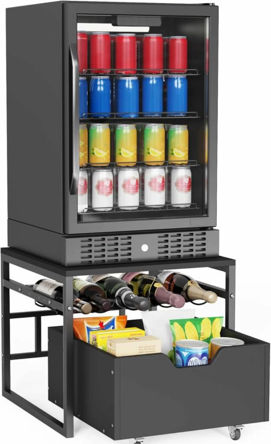 Colima Rolling Mini Fridge Stand with Storage - Heavy Duty Mobile Beverage Refrigerator Cabinet for Bedroom, Dorm, Office & Home