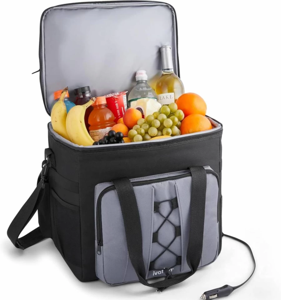 Ivation 18L Portable Electric Cooler Bag - 12V Car Travel Cooler with Shoulder Strap & Storage Pocket for Camping, Trucks & RVs