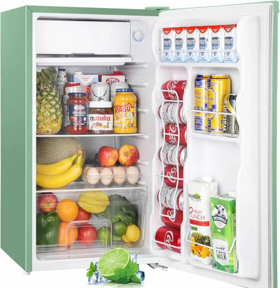 Upstreman 3.2 Cu.Ft Single Door Mini Fridge with Freezer, Adjustable Thermostat, Compact Refrigerator for Dorm, Office, Bedroom, Black BR321