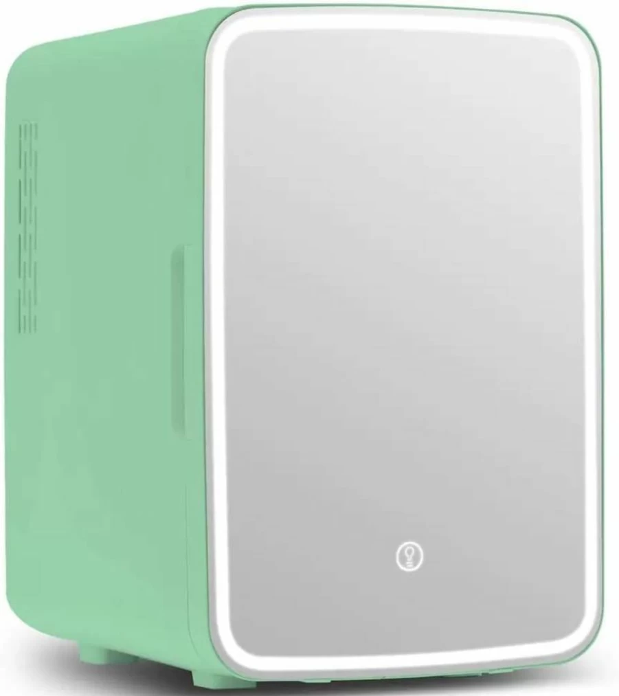 CUTIEWORLD Mini Skincare Fridge for Bedroom - Portable Cosmetic Cooler with Adjustable Temperature, Quiet Beauty Fridge for Makeup, Skincare, Green