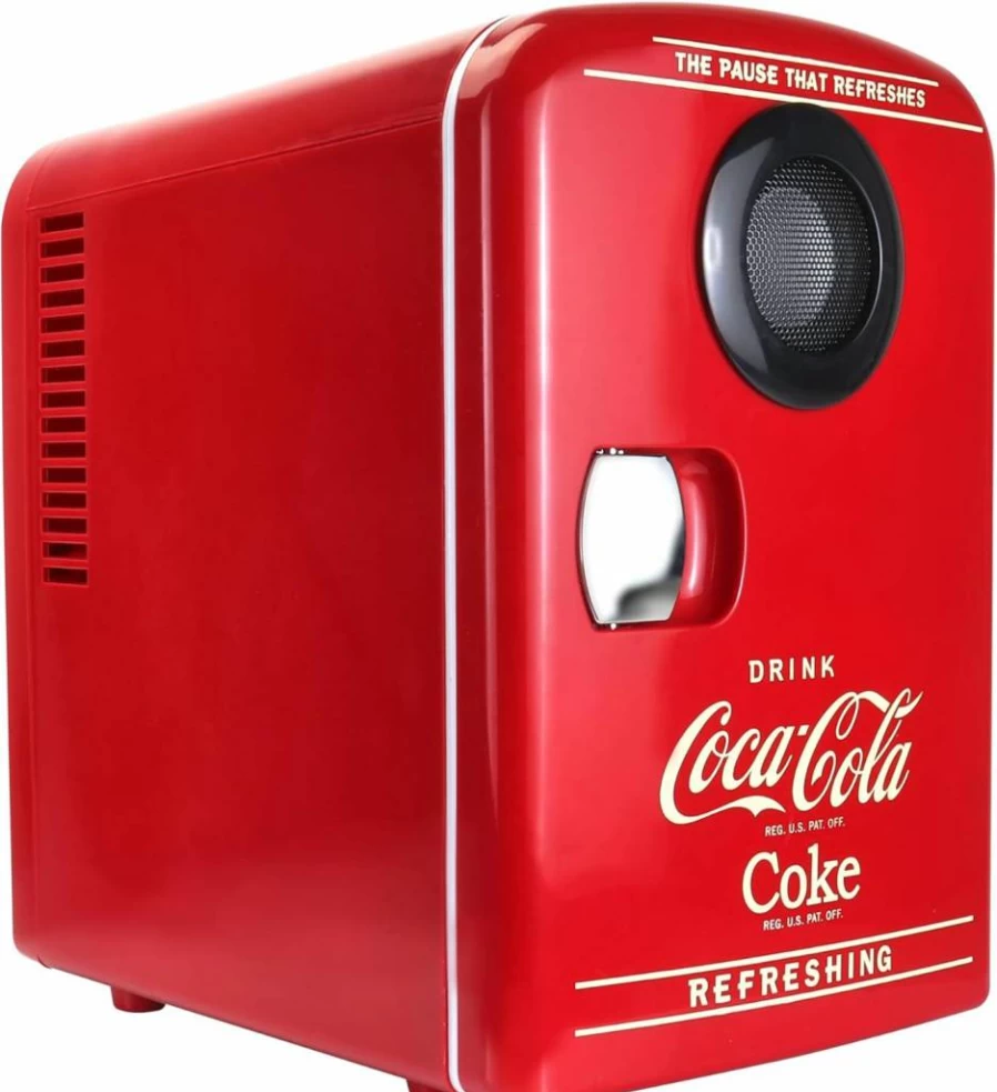 Koolatron Mini Fridge with Bluetooth - Portable 6 Can Cooler for Bedroom, Office, Car, Dorm, Patio - Compact Beverage & Makeup Chiller for Drinks, Soda, Wine