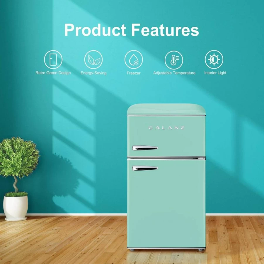Galanz 2.5 Cu Ft Retro Mini Fridge - Black Compact Refrigerator with Adjustable Thermostat & Single Door
