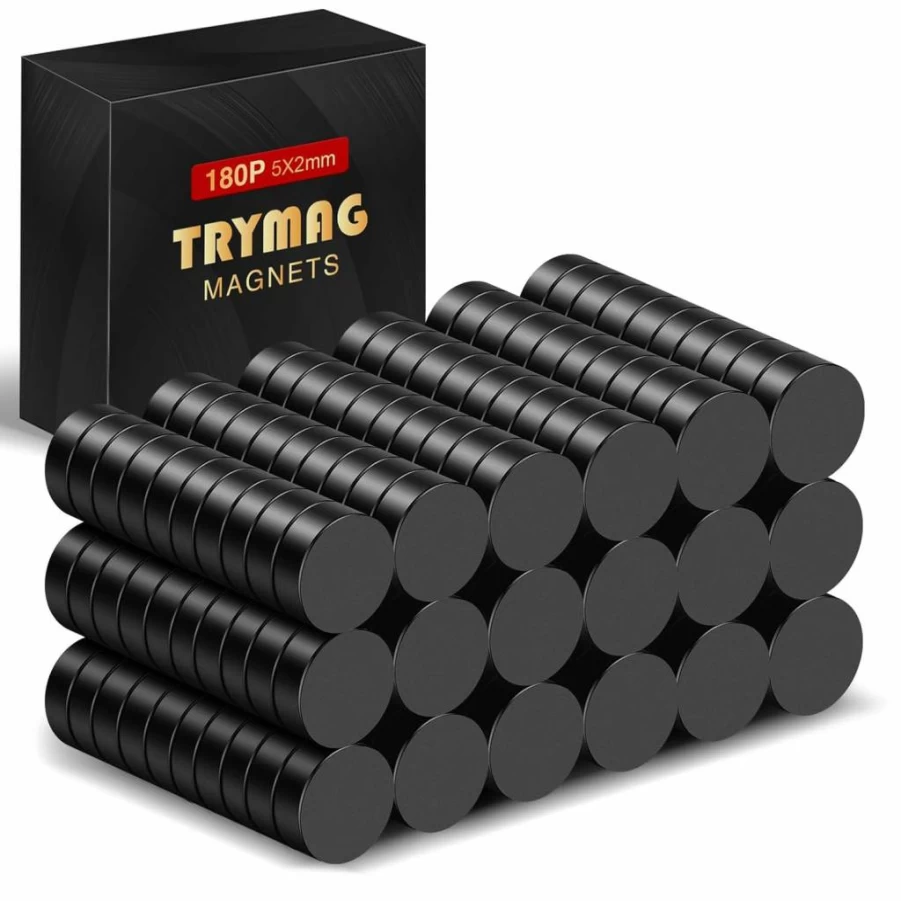 TRYMAG 200Pcs 10x2mm Neodymium Magnets, Small Round Refrigerator Magnets for Whiteboard, Fridge, Office, Crafts, DIY & Dry Erase Board, Strong Rare Earth Mini Magnets Multi-Purpose Use