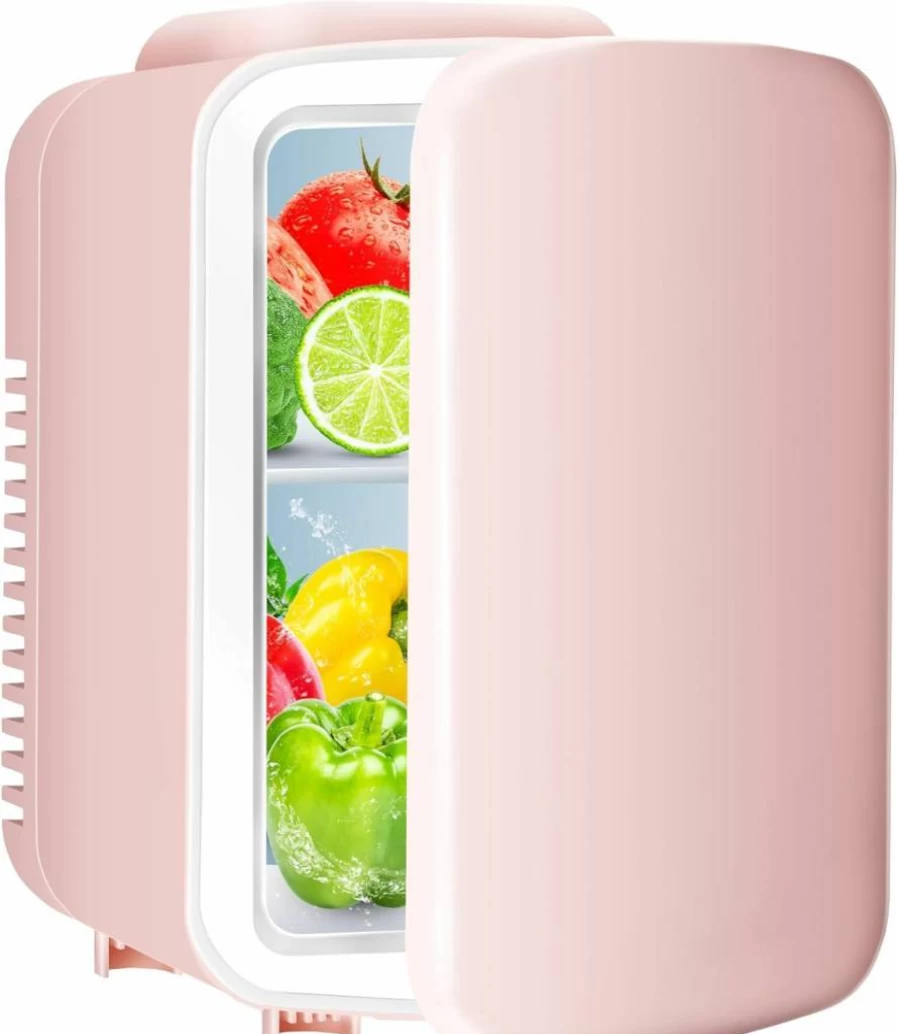 YSSOA 4L Pink Mini Fridge - Portable Cooler and Warmer for Drinks, Food, Skincare | Freon-Free Eco-Friendly Compact Refrigerator for Office, Home, Dorm