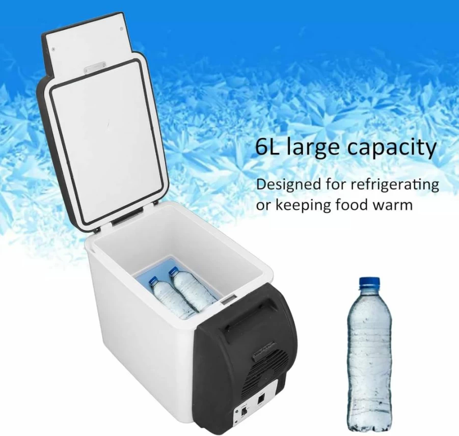 Fabater 6L Mini Fridge Portable Cooler Warmer - 12V Car Refrigerator for Food Drinks Cosmetics, Compact Travel Freezer with Low Noise