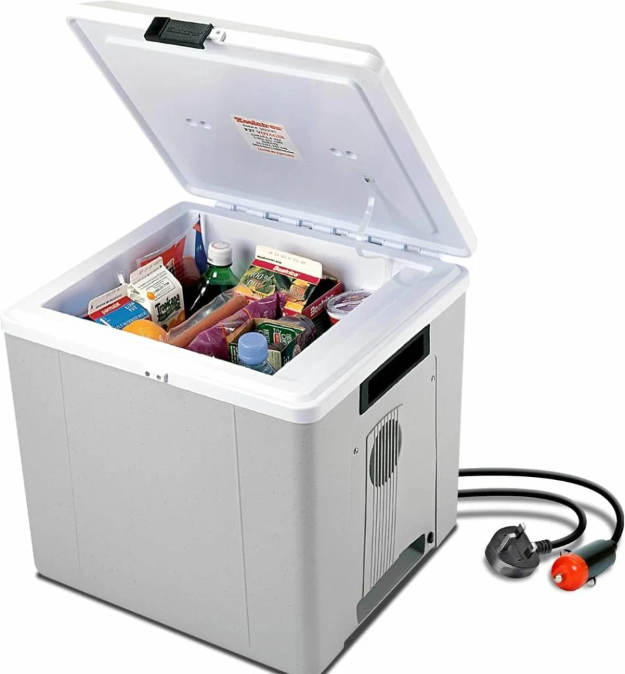 Koolatron 29 Qt Portable Electric Cooler and Warmer for Car, Camping, Travel - 12V DC Power, Thermo Electric Fridge, No Ice Needed, Gray/White