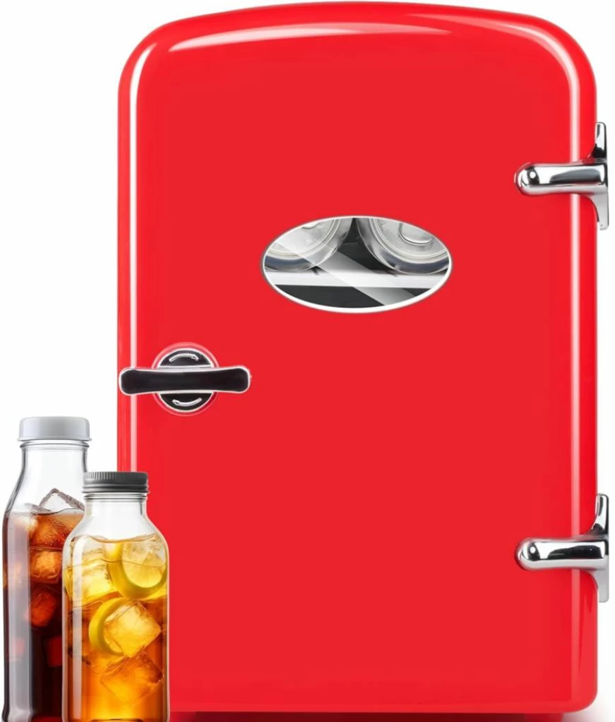 Simple Deluxe 4L/6 Can Mini Fridge - Portable Cooler & Warmer for Skincare, Cosmetics, Beverages, Food - Compact Freon-Free Refrigerator in Black