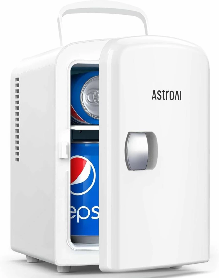 AstroAI 4L Portable Mini Fridge - 6 Can Thermoelectric Cooler for Skincare, Food, Drinks in Home, Office, Car (ETL Certified, Black)