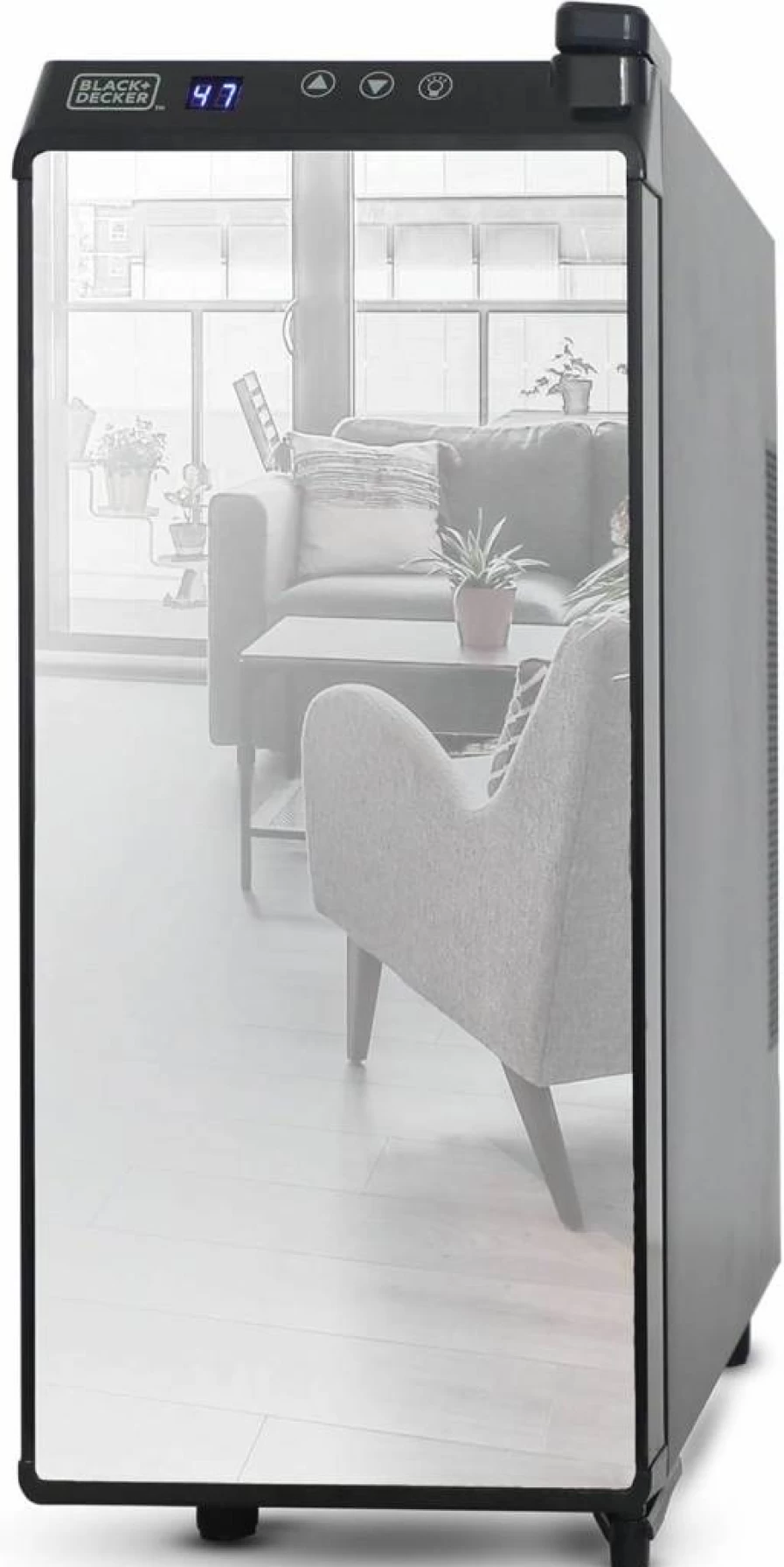 BLACK+DECKER 8 Bottle Thermoelectric Wine Cooler with Triple Pane Glass Door - Compact Mini Wine Fridge for Home, Office, or Bar - Model BD60026