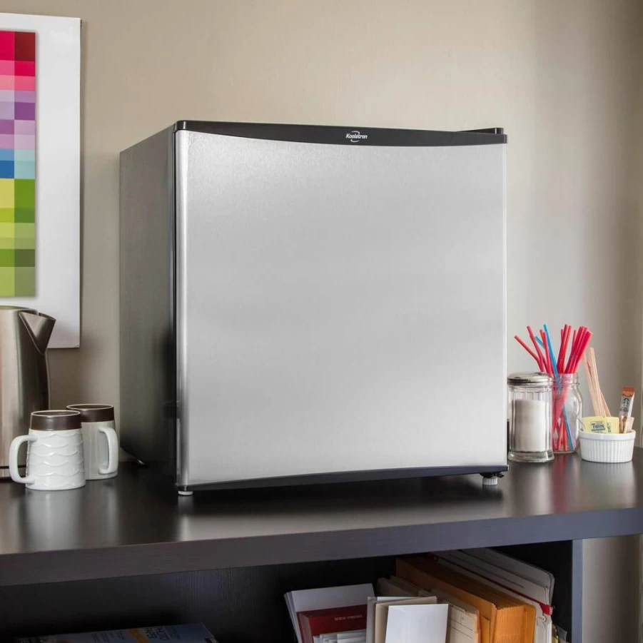 Koolatron 1.6 Cu Ft Compact Mini Fridge with Freezer for Home, Office, Dorm - Energy Efficient, Portable, White Cooler for Beverages, Wine, Snacks