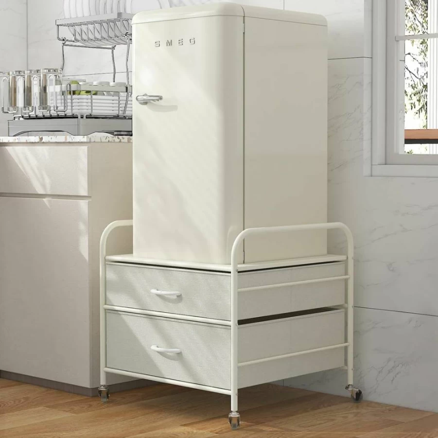 DHMAKER Rolling Mini Fridge Stand with Storage Drawer, Mobile Refrigerator Cart with 4 Swivel Wheels for Dorm, Office, Bedroom, Apartment